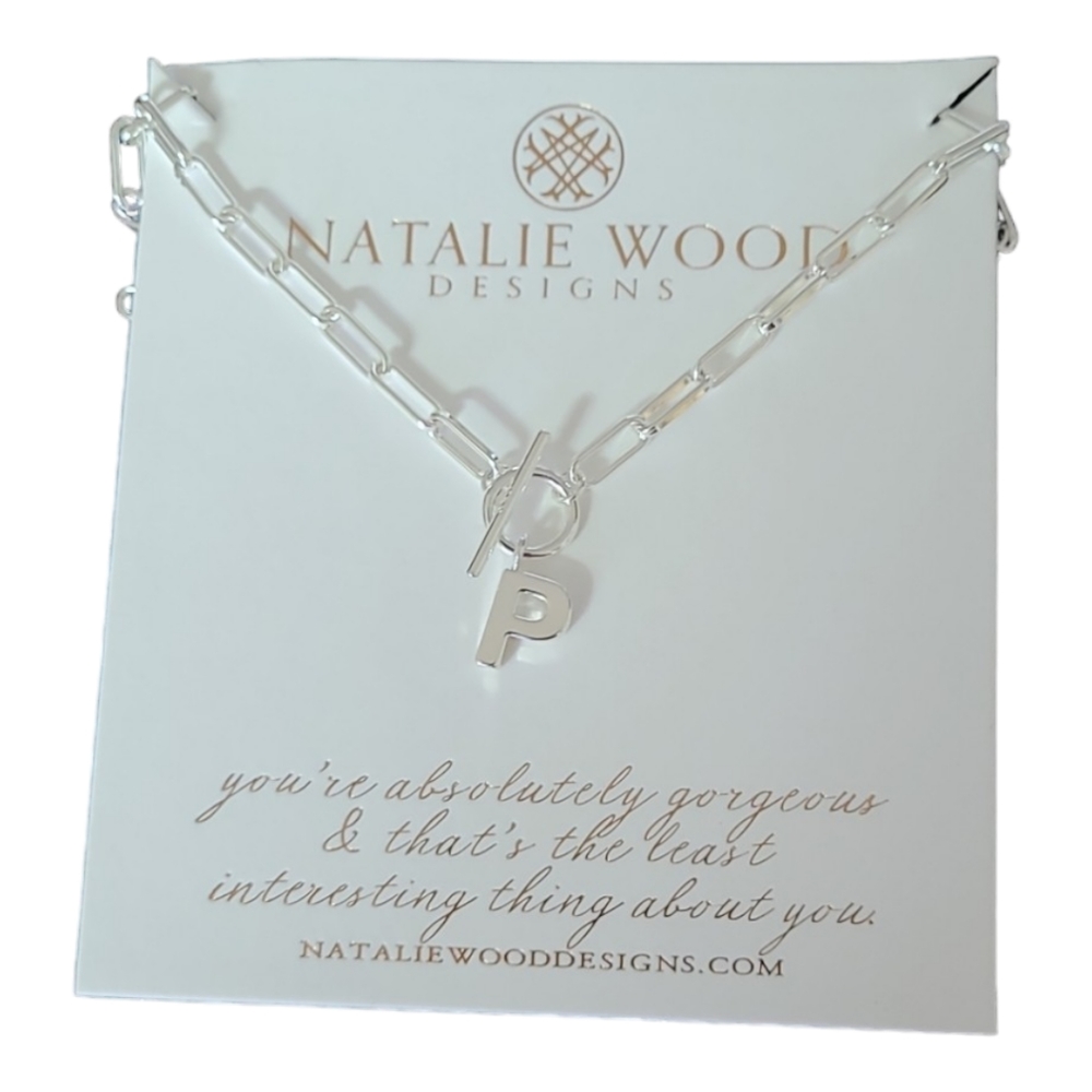 Natalie Wood Designs Toggle Initial Neclace in Silver: In Initial "P"